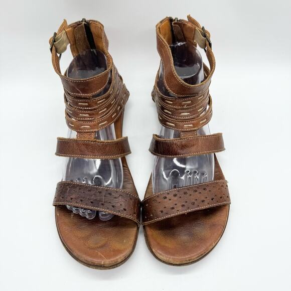 Bed Stu Womens Artemis Ankle Wrap Back Zip Gladiator Sandal In Tan Rustic Brown - Picture 6 of 15